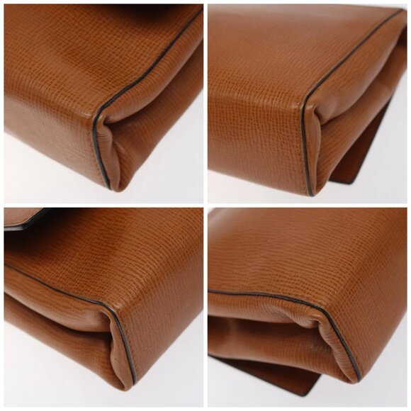 CELINE Shoulder Bag Leather Brown Gold Auth - Picture 16 of 16